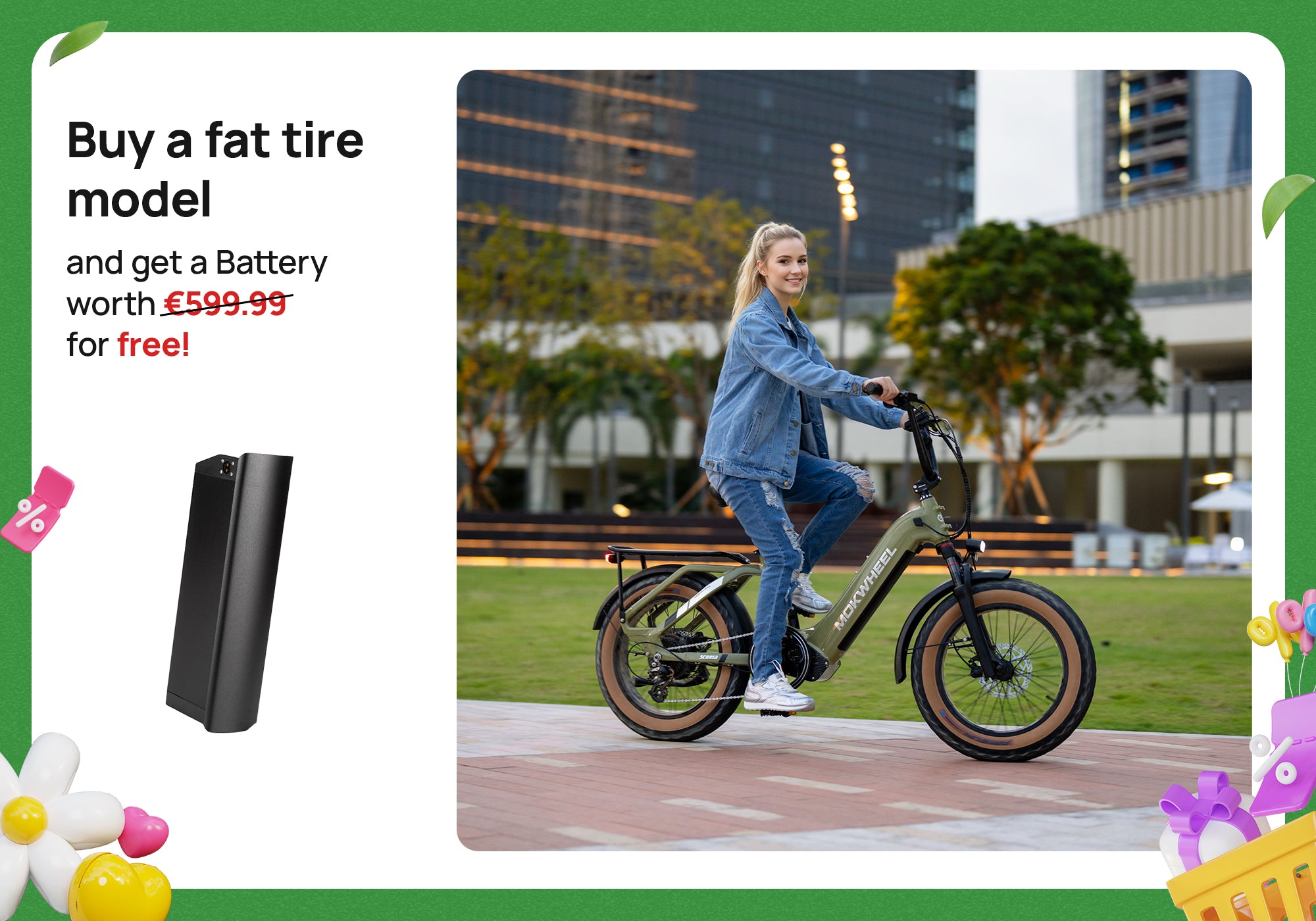 Fat Tire E-Bike + Free Battery!