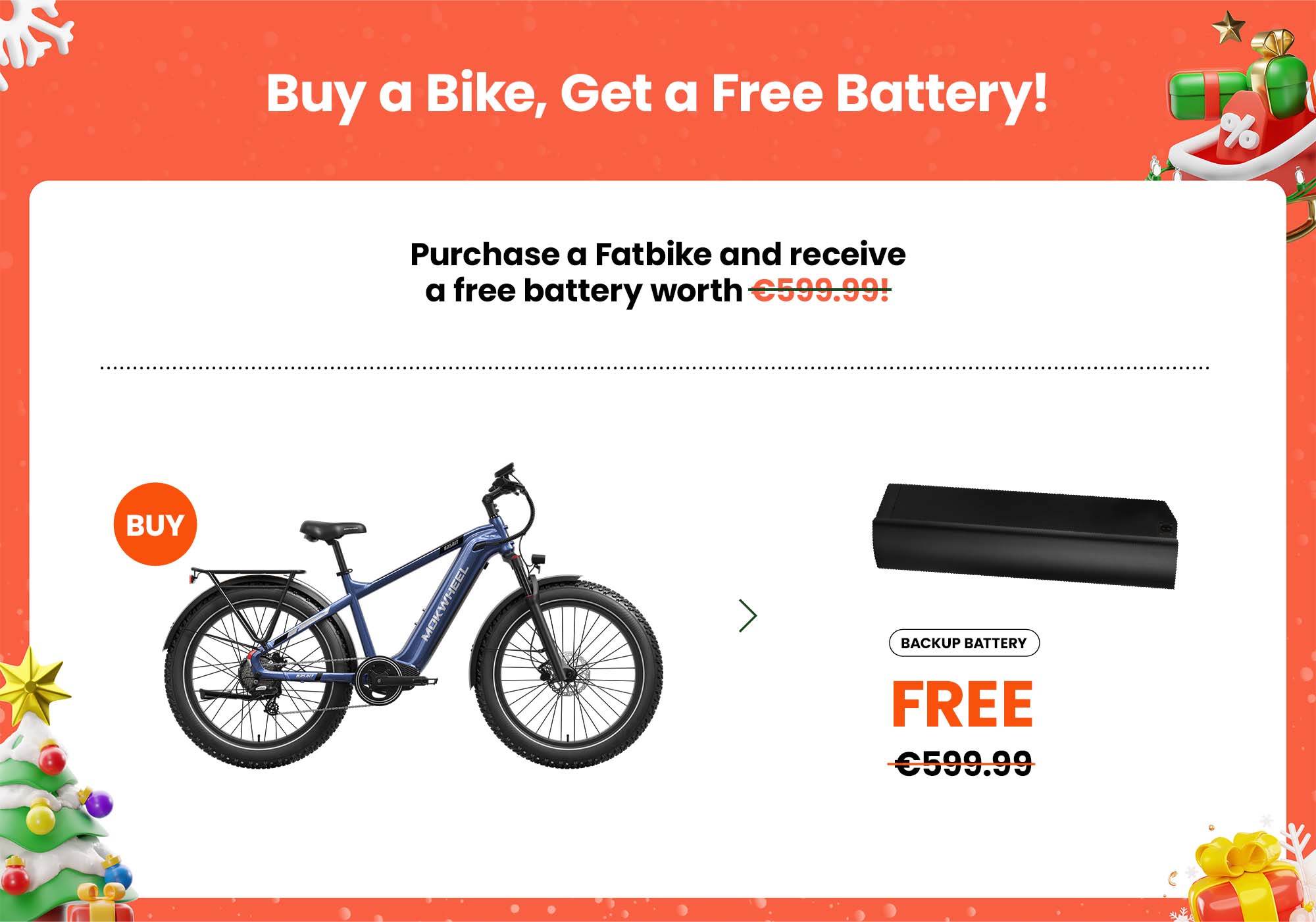 Fat Tire E-Bike + Free Battery!